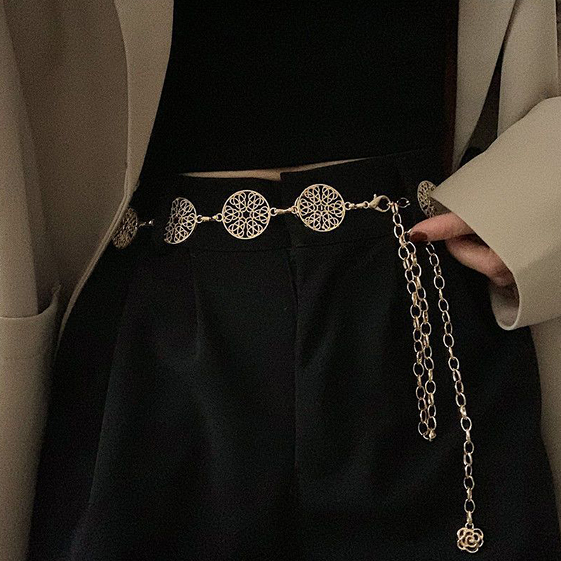 Body Jewelry Dress - Elegancki Okrągły Metalowy Pasek Damski Retro