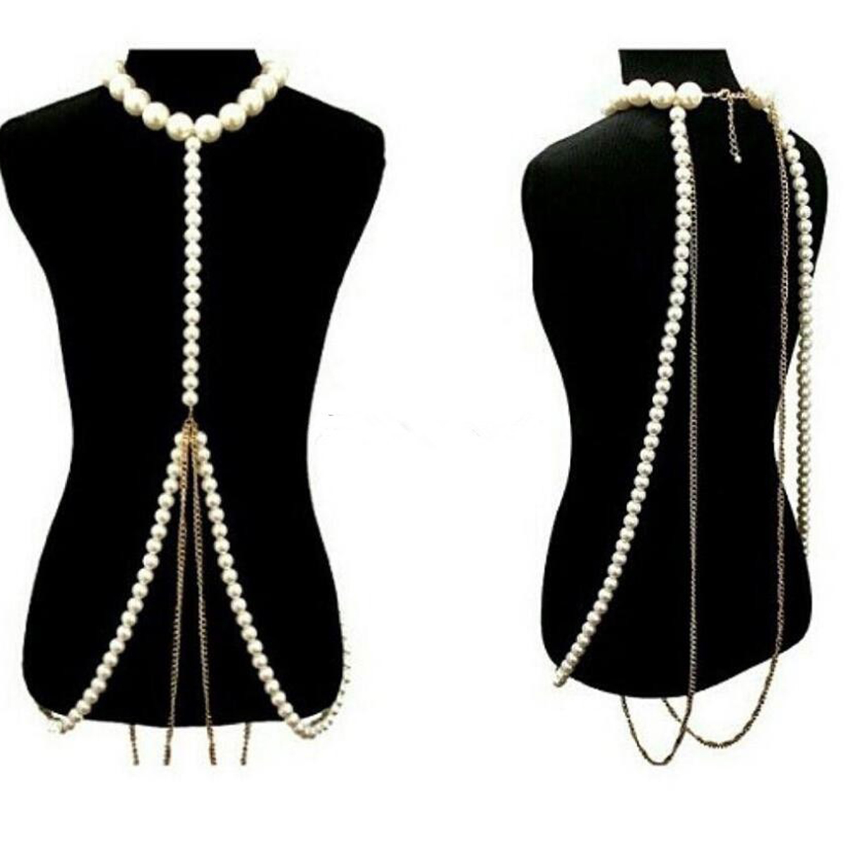 Body Jewelry High End - Luksusowy łańcuszek na ciało z perłami