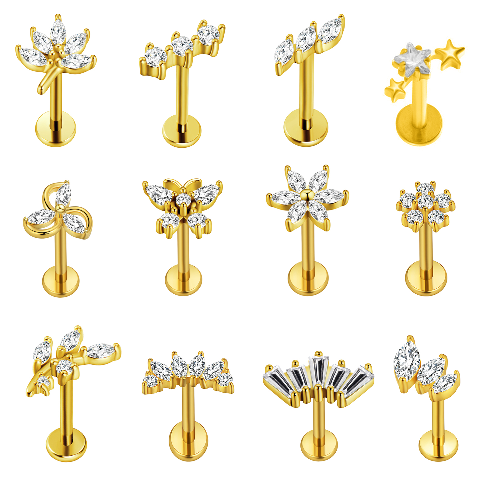 Body Jewelry Labret - Liść klonu Labret Piercing gwiazda kwiaty