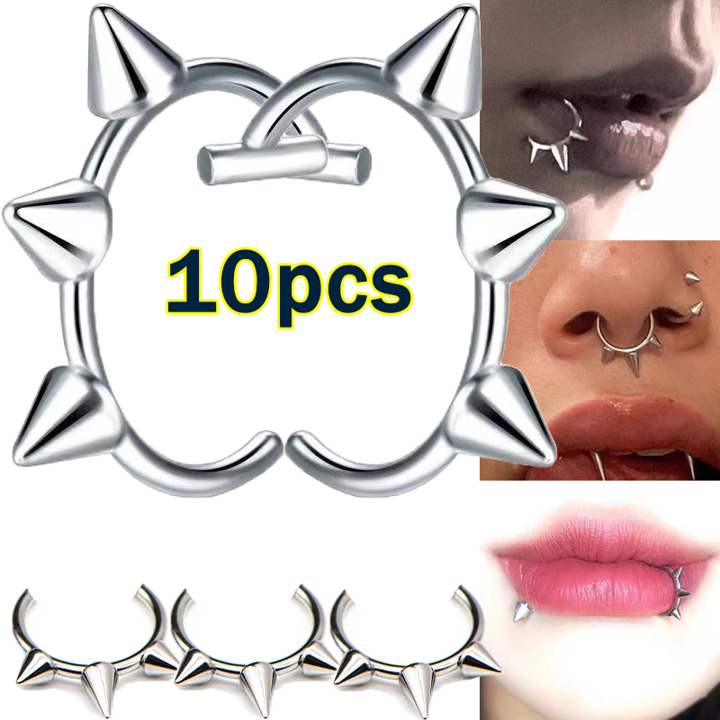 Body Jewelry Labret - 10szt Punk Nose Ring One Nail