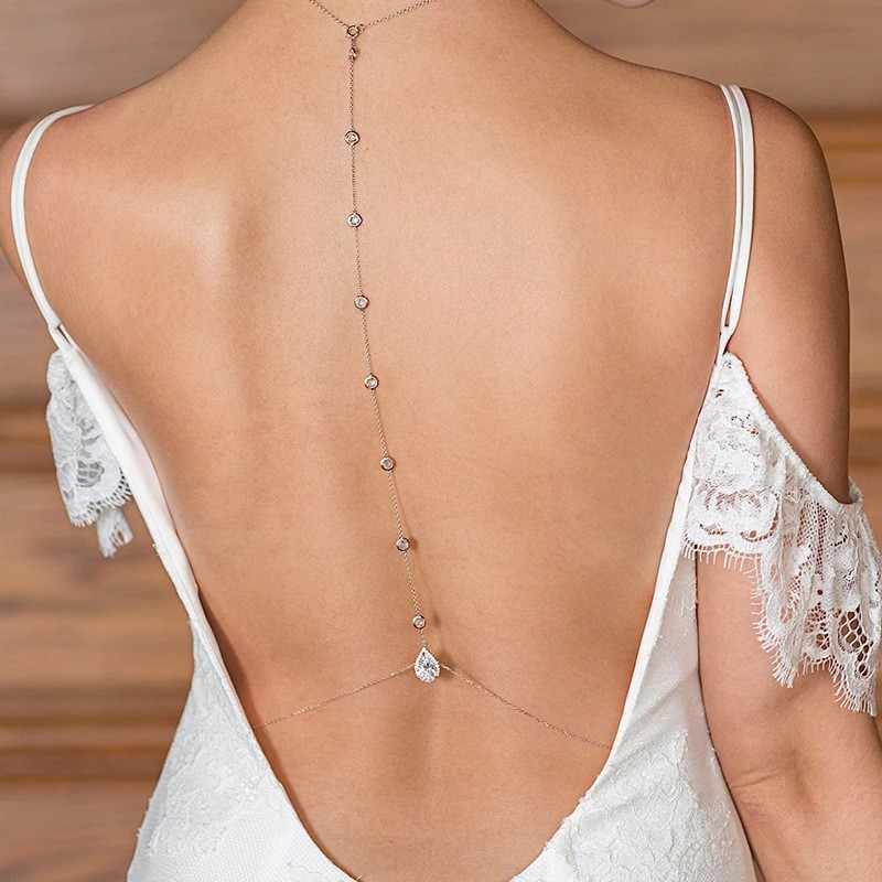 Body Jewelry Dress - Modny łańcuszek z cyrkoniami na plecy,