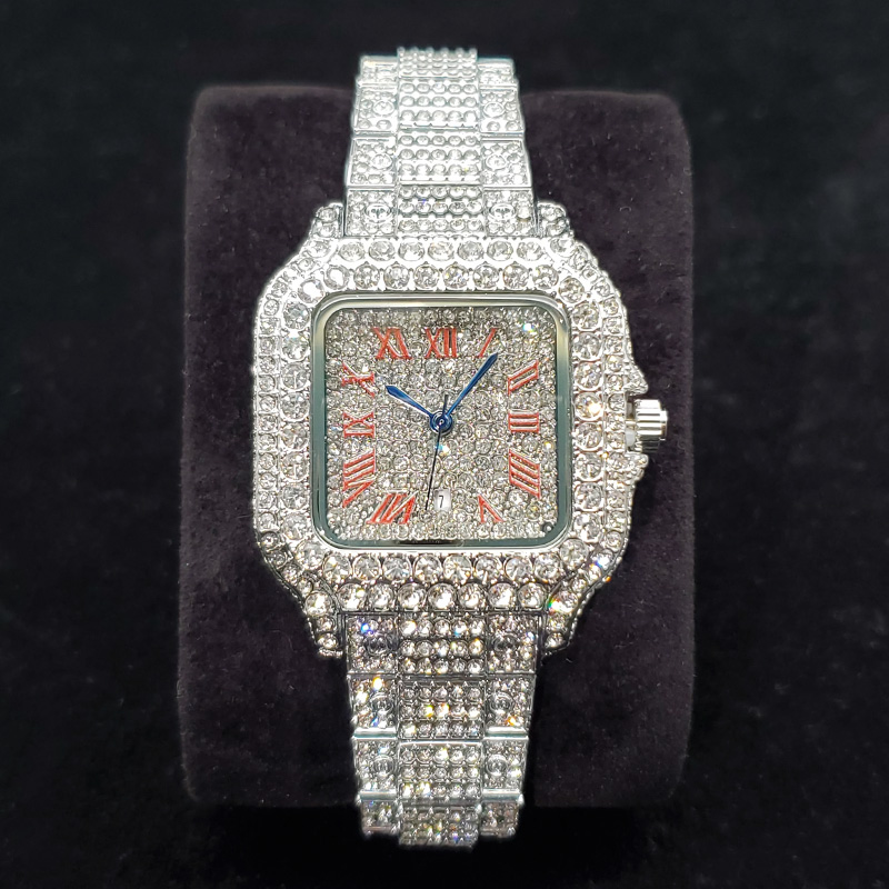 Body Jewelry High Quality - Luksusowe diamentowe zegarki damskie, modny srebrny