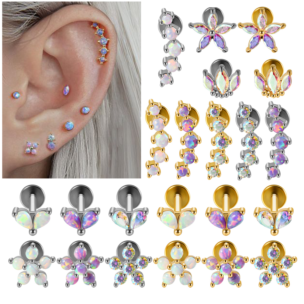 Body Jewelry Labret - 1PC Kolczyk ze stali nierdzewnej Opal