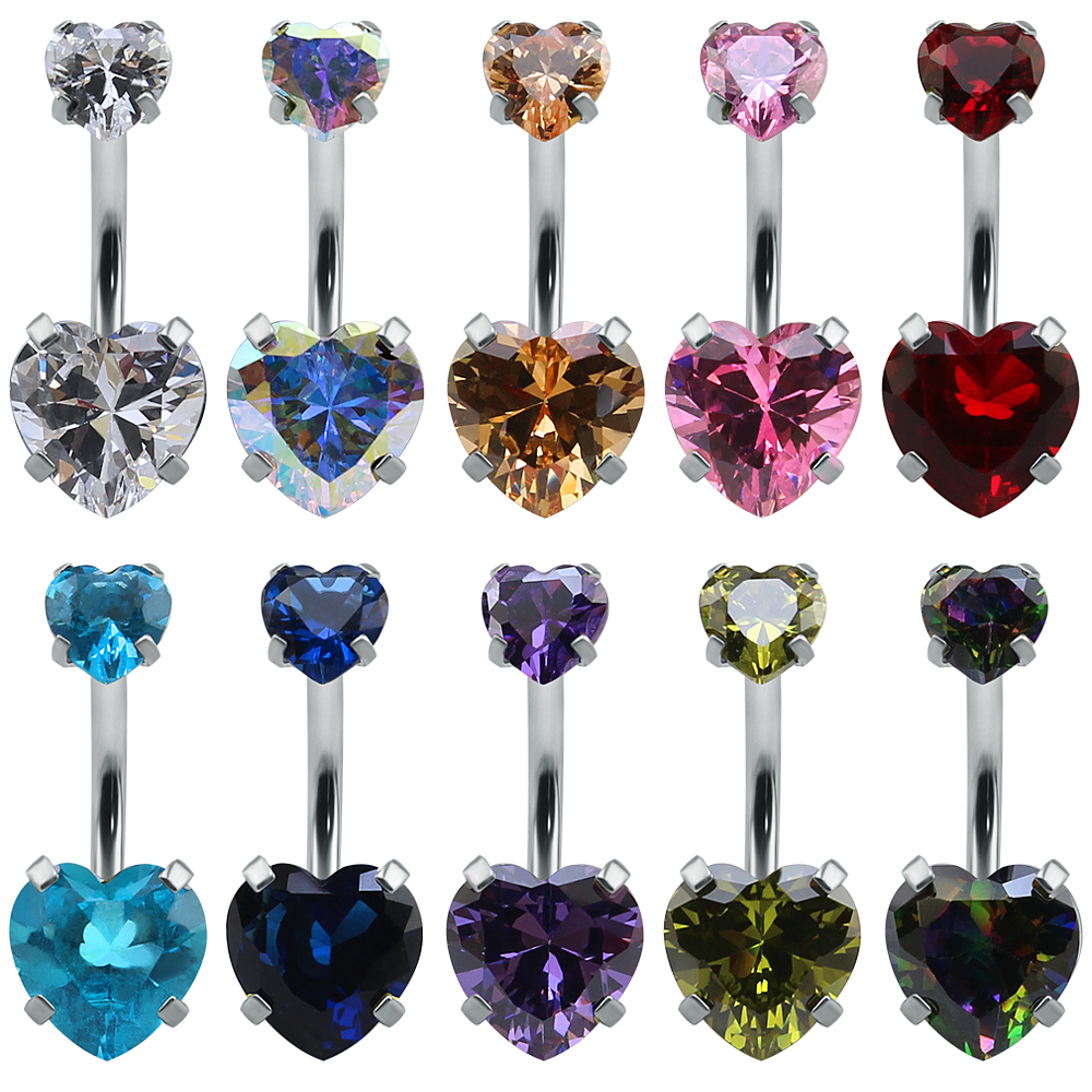 Body Jewelry Hot - Kryształ w kształcie serca pierścionki na