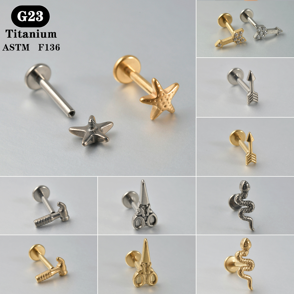 Body Jewelry Labret - 1PC ASTM F136 Titanium Labret Scissor