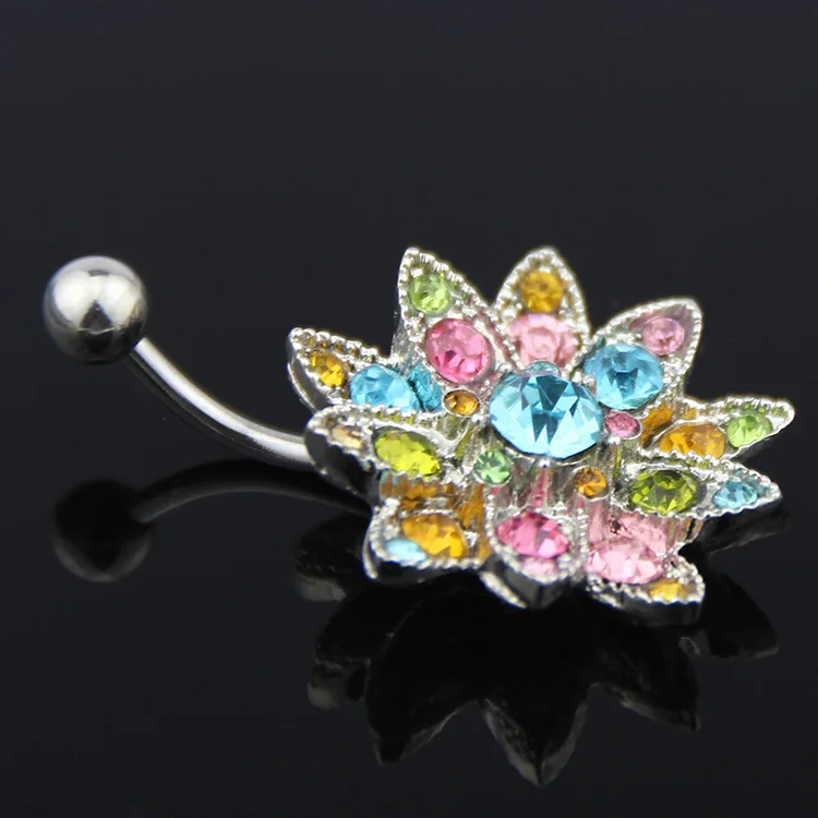 Body Jewelry Hot - Gorący stal nierdzewna Cz kryształ kwiat