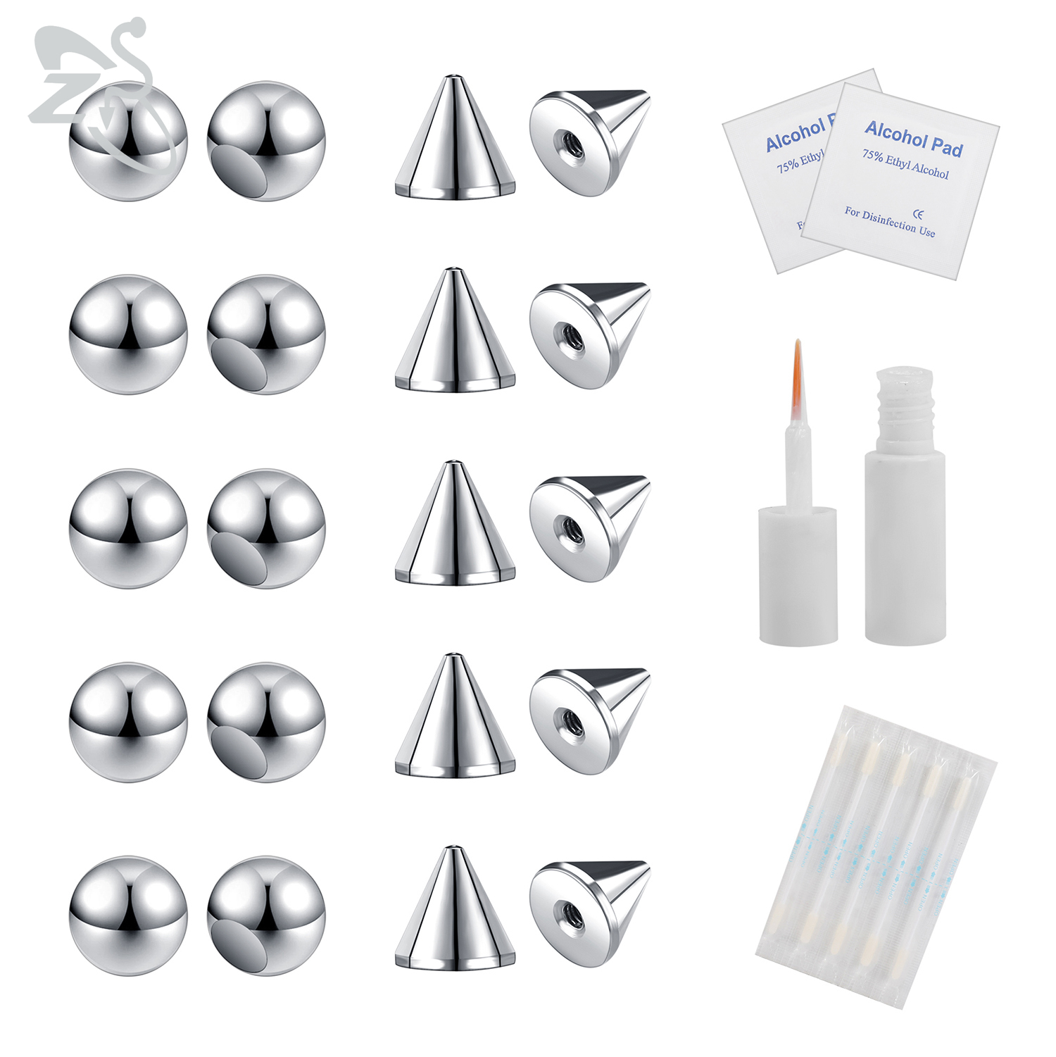 Body Jewelry Labret - ZS 1 Zestaw Fałszywy Pierścień do