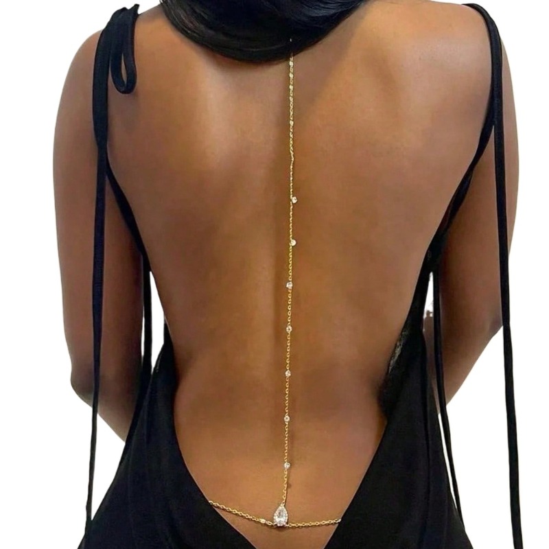 Body Jewelry Dress - Panna młoda Backless Rhinestone Waterdrop Body