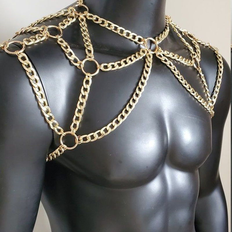 Punk Men Shoulder Body Chain B – Body Jewelry Necklace recenzja i cena