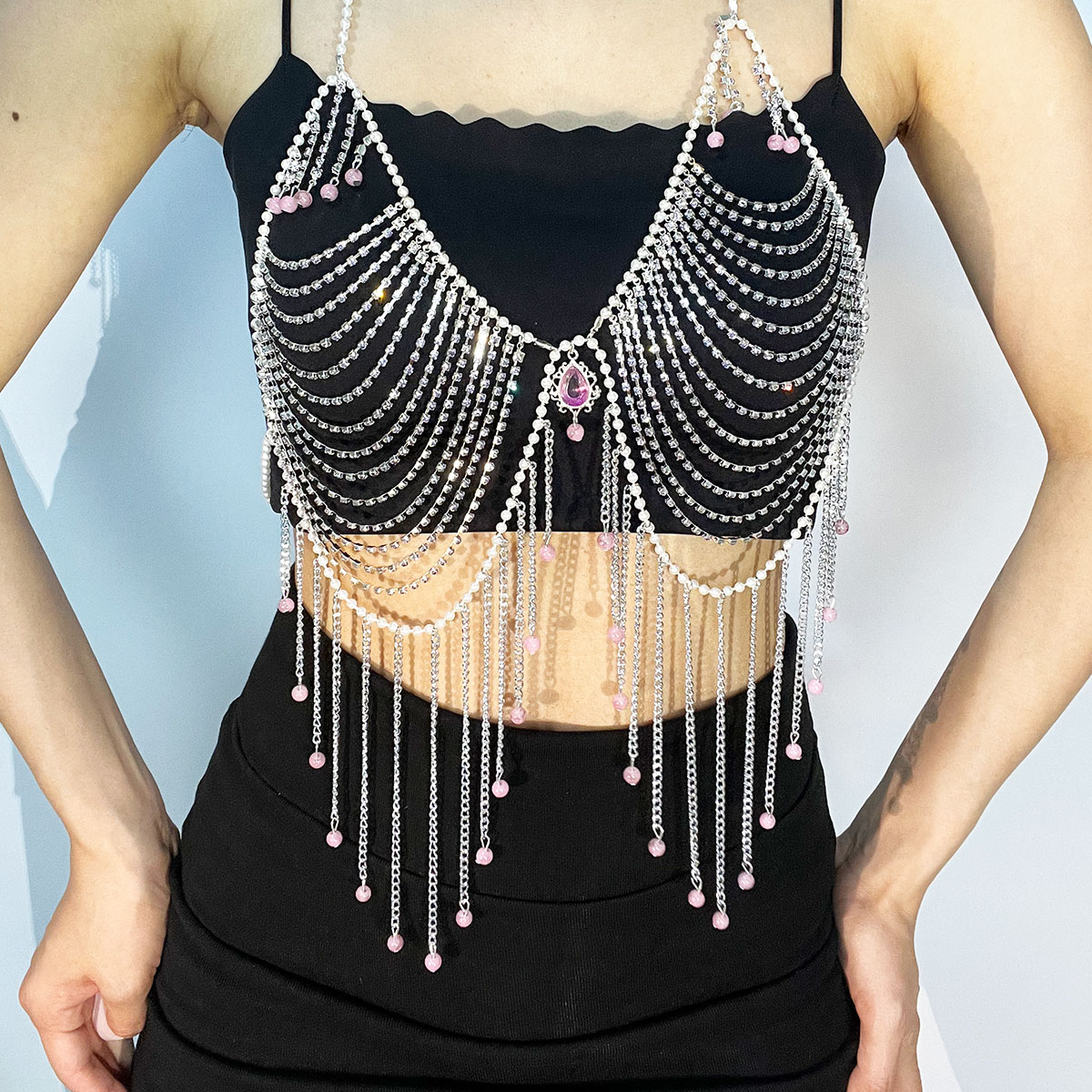 Stylowy biustonosz z dżetami,  – Body Jewelry Dress recenzja i cena